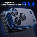 WSKEN for iPhone 17 Pro Max Camera Lens Protector - [Military Grade Shatterproof] [Strong Adhesion] Metal Aluminum Alloy Tempered Glass Camera Screen Protector, Blue Titanium - WSKEN