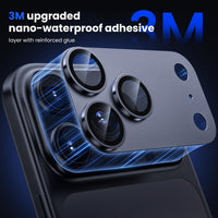 WSKEN for iPhone 17 Pro Max Camera Lens Protector - [Military Grade Shatterproof] [Strong Adhesion] Metal Aluminum Alloy Tempered Glass Camera Screen Protector, Blue Titanium - WSKEN