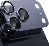 WSKEN for iPhone 17 Pro Max Camera Lens Protector - [Military Grade Shatterproof] [Strong Adhesion] Metal Aluminum Alloy Tempered Glass Camera Screen Protector, Blue Titanium - WSKEN