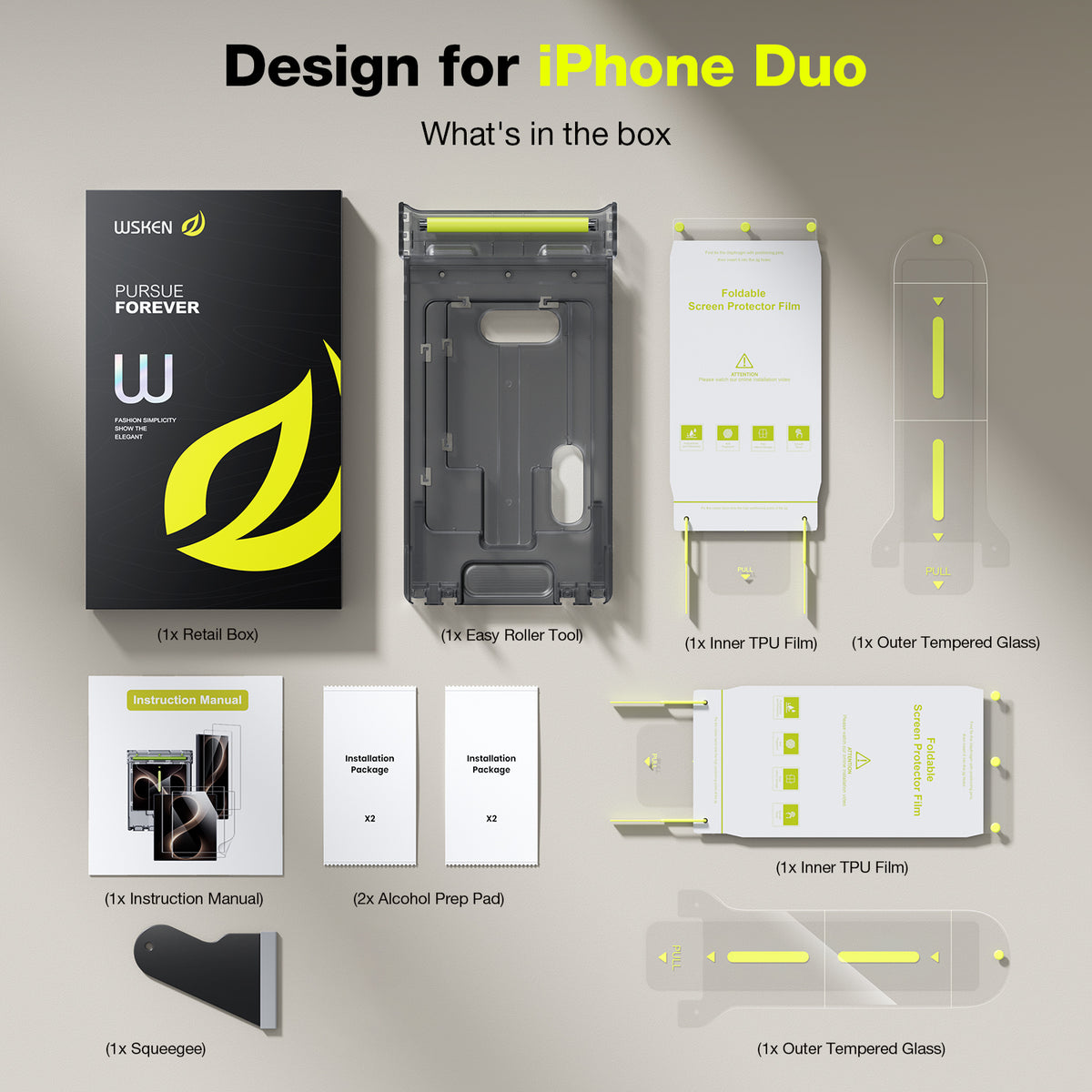 WSKEN Screen Protector for iPhone Duo - Zero Bubble 2+2 Clear - WSKEN
