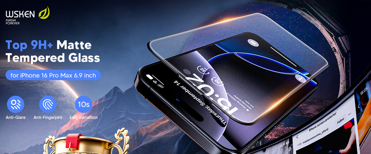 WSKEN 무광 화면 보호 필름 · 2개입 — iPhone 16 Pro / iPhone 16 Pro Max