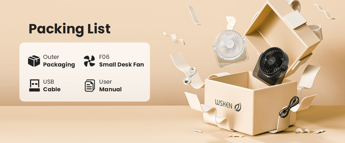 WSKEN USB Small Desk Fan
