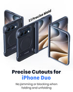 WSKEN Magnetic iPhone Duo Case with Stand, Translucent Matte Blue - WSKEN