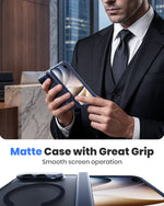 WSKEN Magnetic iPhone Duo Case with Stand, Translucent Matte Blue - WSKEN