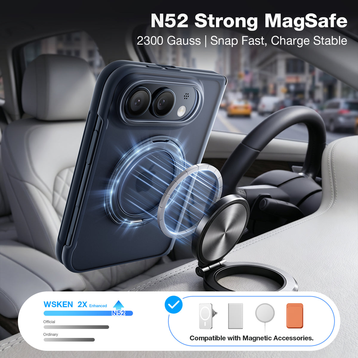 WSKEN iPhone Duo Case with Magnetic 360° Ring Stand - Matte Blue - WSKEN