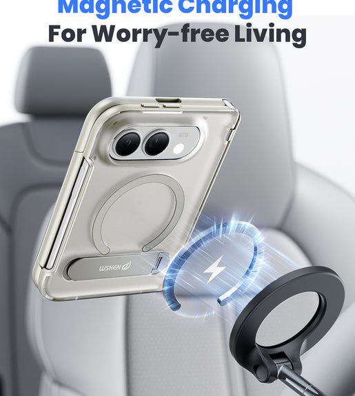 WSKEN Magnetic iPhone Duo Case with Stand, Translucent Matte White - WSKEN