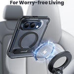 WSKEN Magnetic iPhone Duo Case with Stand, Translucent Matte Black - WSKEN