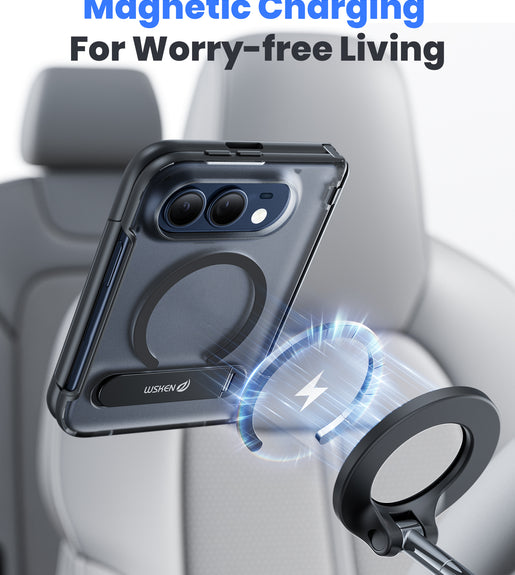 WSKEN Magnetic iPhone Duo Case with Stand, Translucent Matte Black - WSKEN