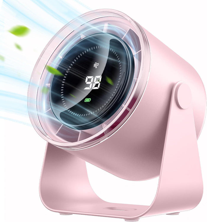 WSKEN Desk Fan with Battery Operated, Quiet Digital Display, Pink - WSKEN