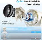 WSKEN Desk Fan with Battery Operated, Quiet Digital Display, White - WSKEN
