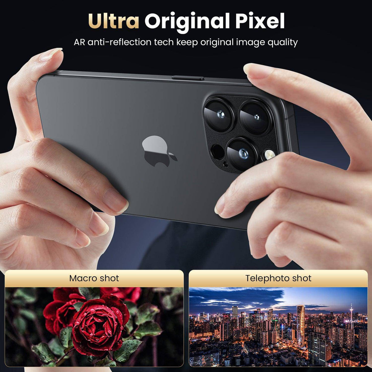 WSKEN Camera Lens Protector for iPhone 16 Pro/iPhone 16 Pro Max, [Military Grade Shatterproof] [Strong Adsorption] Camera Screen Protector - WSKEN