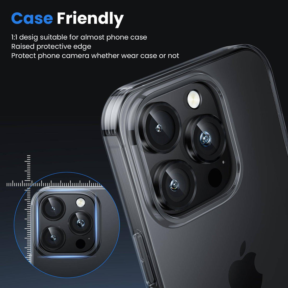 WSKEN Camera Lens Protector for iPhone 16 Pro/iPhone 16 Pro Max/iPhone 15 Pro/iPhone 15 Pro Max - [Original Shooting Model] - WSKEN