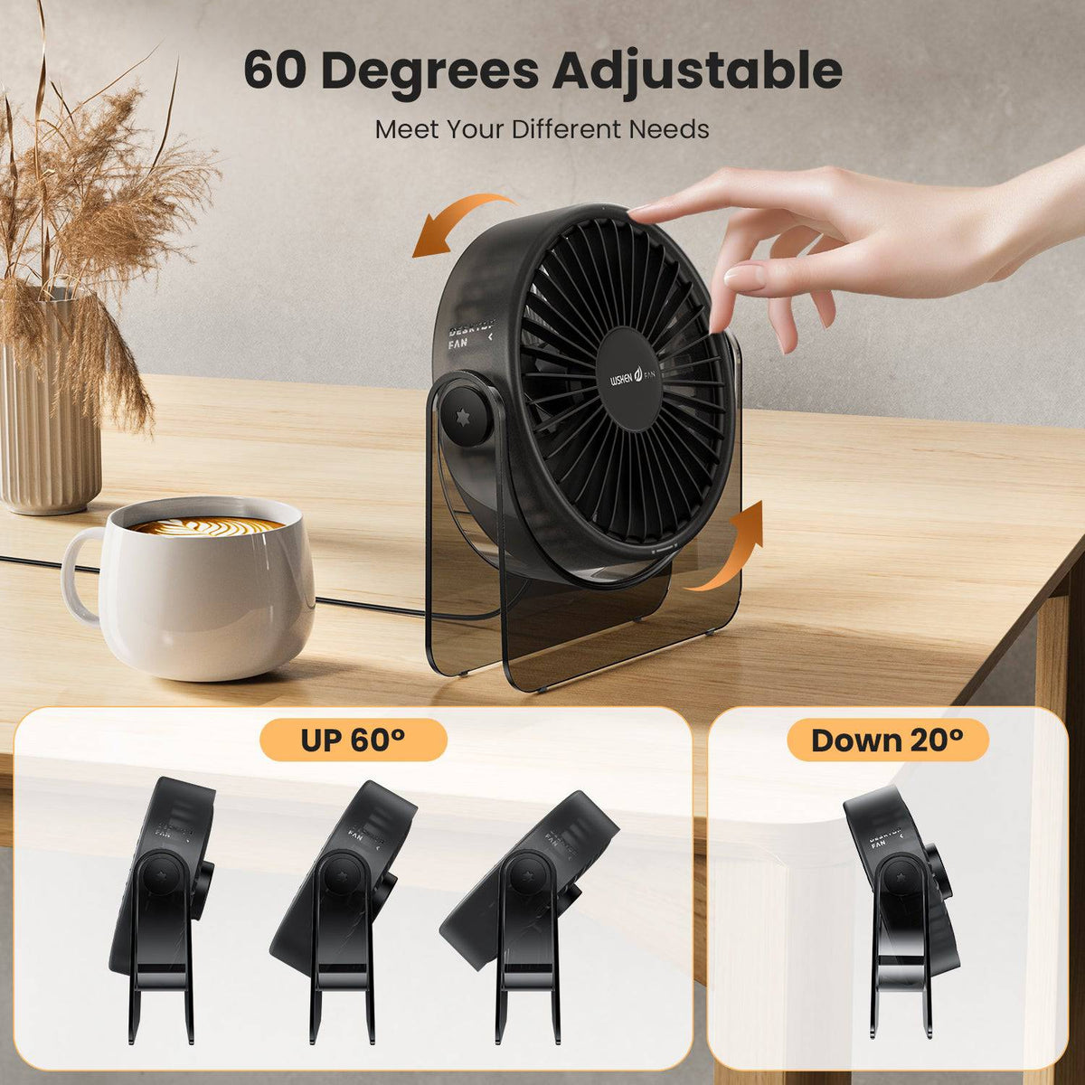 WSKEN USB Small Desk Fan - WSKEN