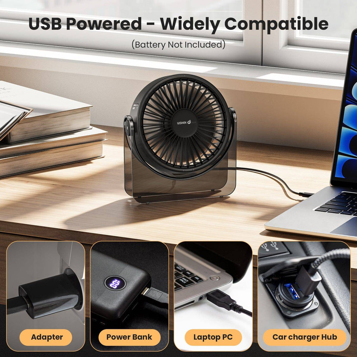 WSKEN USB Small Desk Fan - WSKEN