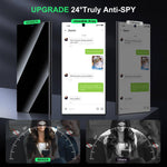 WSKEN for Samsung Galaxy S24 Ultra Privacy Screen Protector, 24 Degree [Auto-Dust Removal] [Fingerprint Unlock Support] Full Coverage HD Tempered Glass Film with Dust Clean Installing House,2 Pack - WSKEN