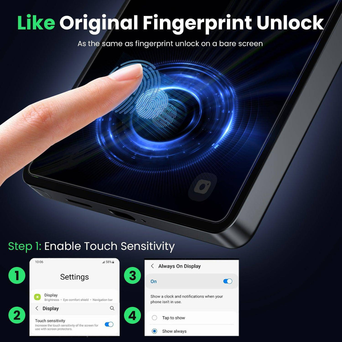 WSKEN for Samsung Galaxy S25 Ultra Privacy Screen Protector - [Fingerprint Unlock Support], 2 PCS - WSKEN