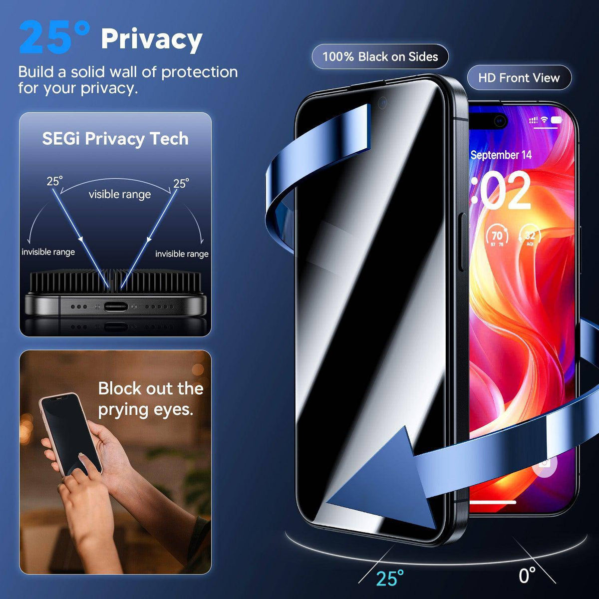 WSKEN for Samsung Galaxy S25 Ultra Privacy Screen Protector [24° Anti-Spy] [Zero Bubble] [Auto Dust-Remove], 2 Pack - WSKEN