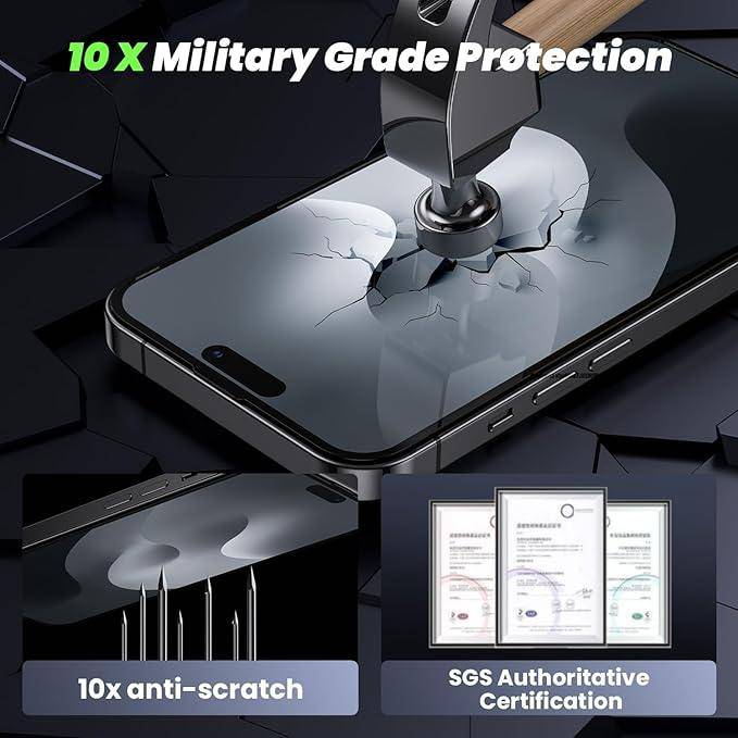 WSKEN for iPhone 16 Pro Max Privacy Screen Protector - [Auto Dust-Remove] 24° Privacy Filter, 2 Pack - WSKEN