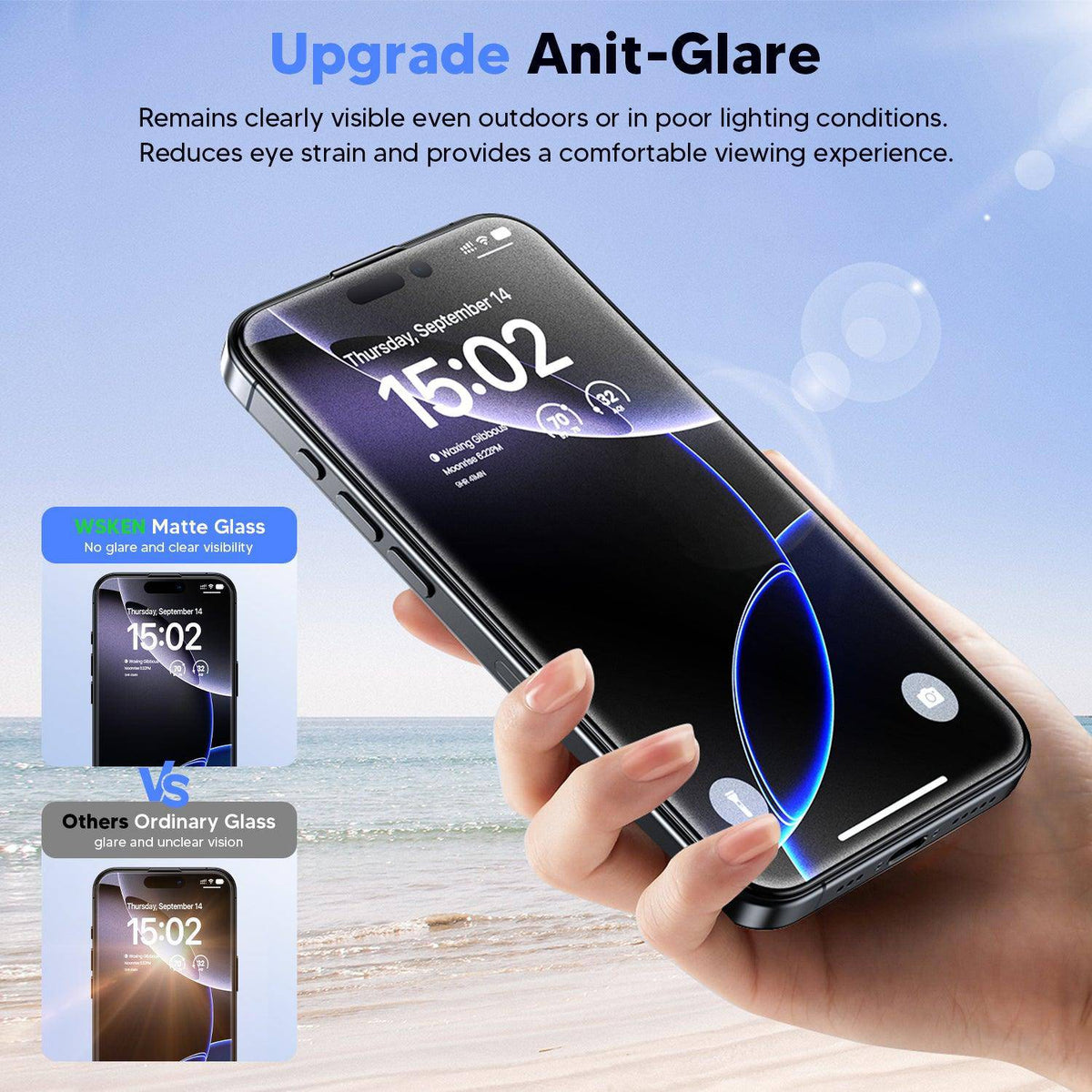 WSKEN Matte Screen Protector for iPhone 16 Pro - [Anti Glare ＆ Anti Fingerprint] [Top 9H+ Tempered Glass] [Zero Bubble] Silky Smooth Full Coverage Easy Install 6.3 Inch, 2 Pack - WSKEN