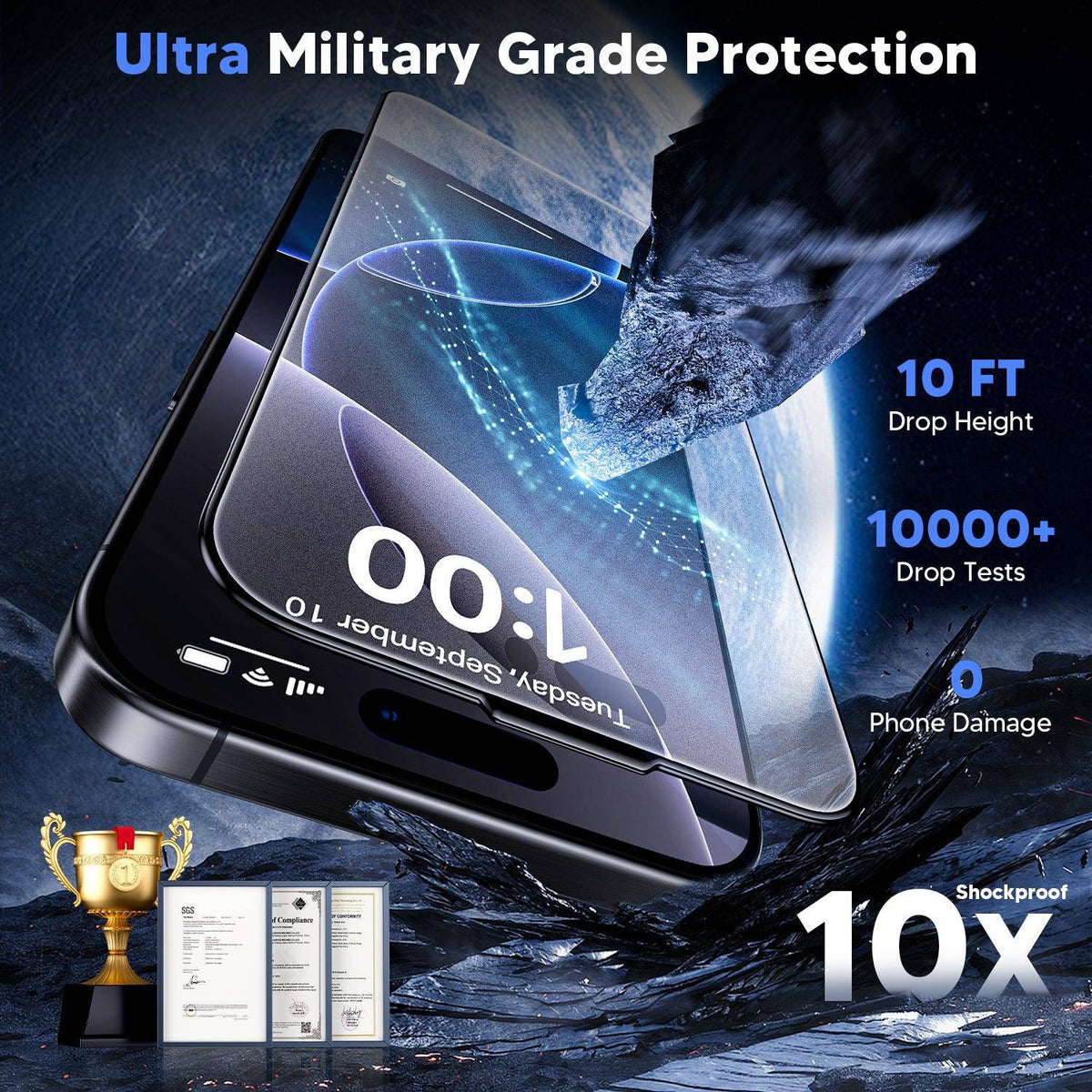WSKEN Matte Screen Protector for iPhone 16 Pro - [Anti Glare ＆ Anti Fingerprint] [Top 9H+ Tempered Glass] [Zero Bubble] Silky Smooth Full Coverage Easy Install 6.3 Inch, 2 Pack - WSKEN