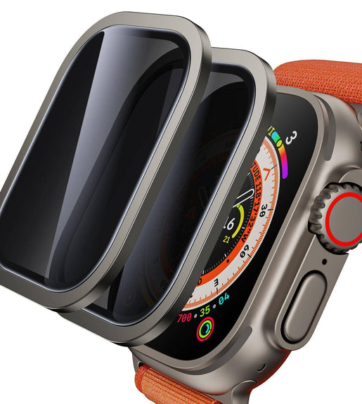 WSKEN for Apple Watch Ultra 2/Ultra Screen Protector 49mm, [26 Degree Privacy] Titanium Alloy Frame + 9H Tempered Glass, 2 Pack - WSKEN