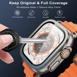 WSKEN for Apple Watch Ultra 2/Ultra Screen Protector 49mm, 9H Tempered Glass + Titanium Alloy Frame, [Keep Original] [Touch Sensitive] Lightweight Protective Glass Film for iwatch Ultra 2 Pack, Black - WSKEN