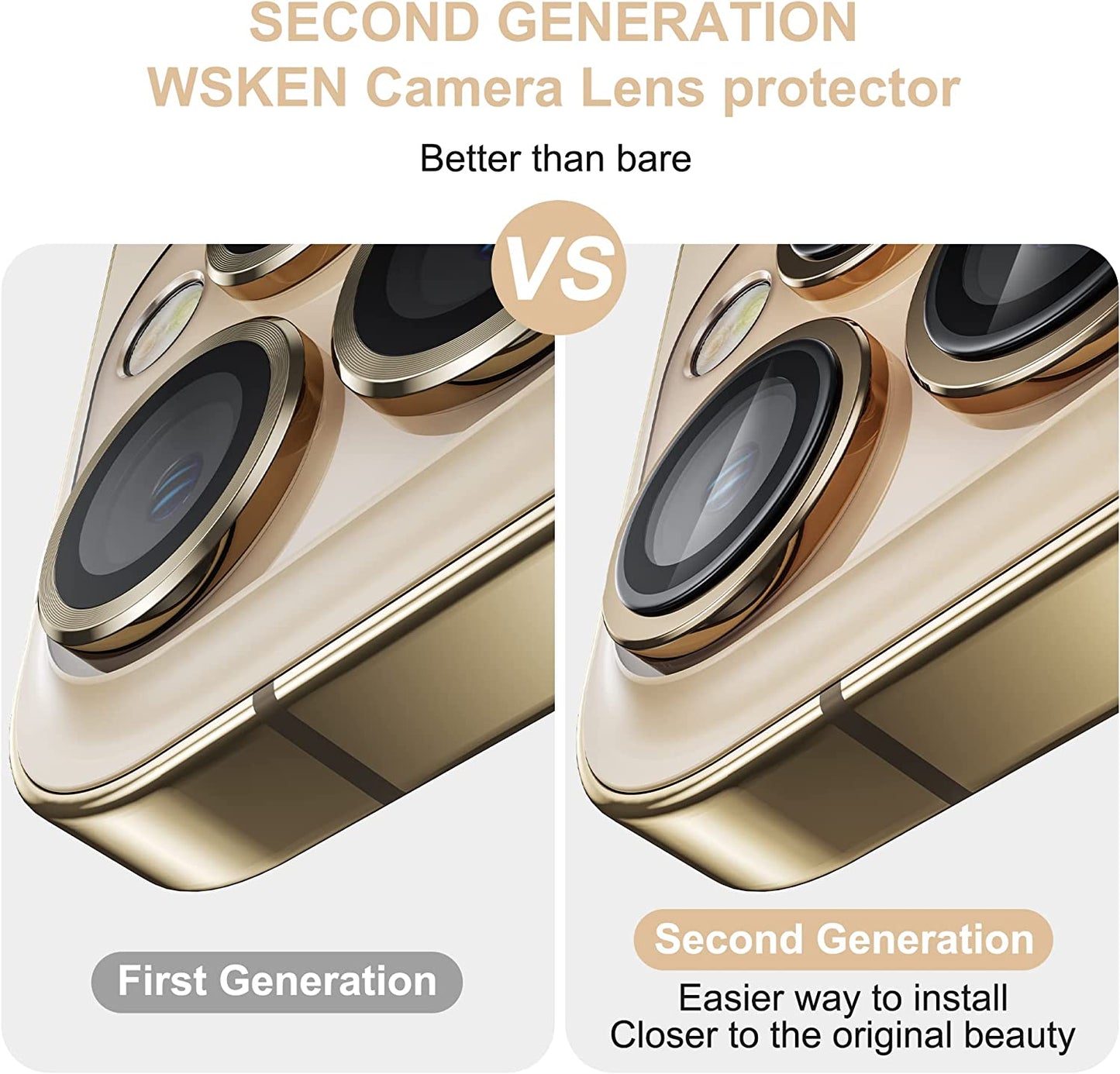 WSKEN for iPhone 13 Pro Max / iPhone 13 Pro Camera Lens Protector-Gold