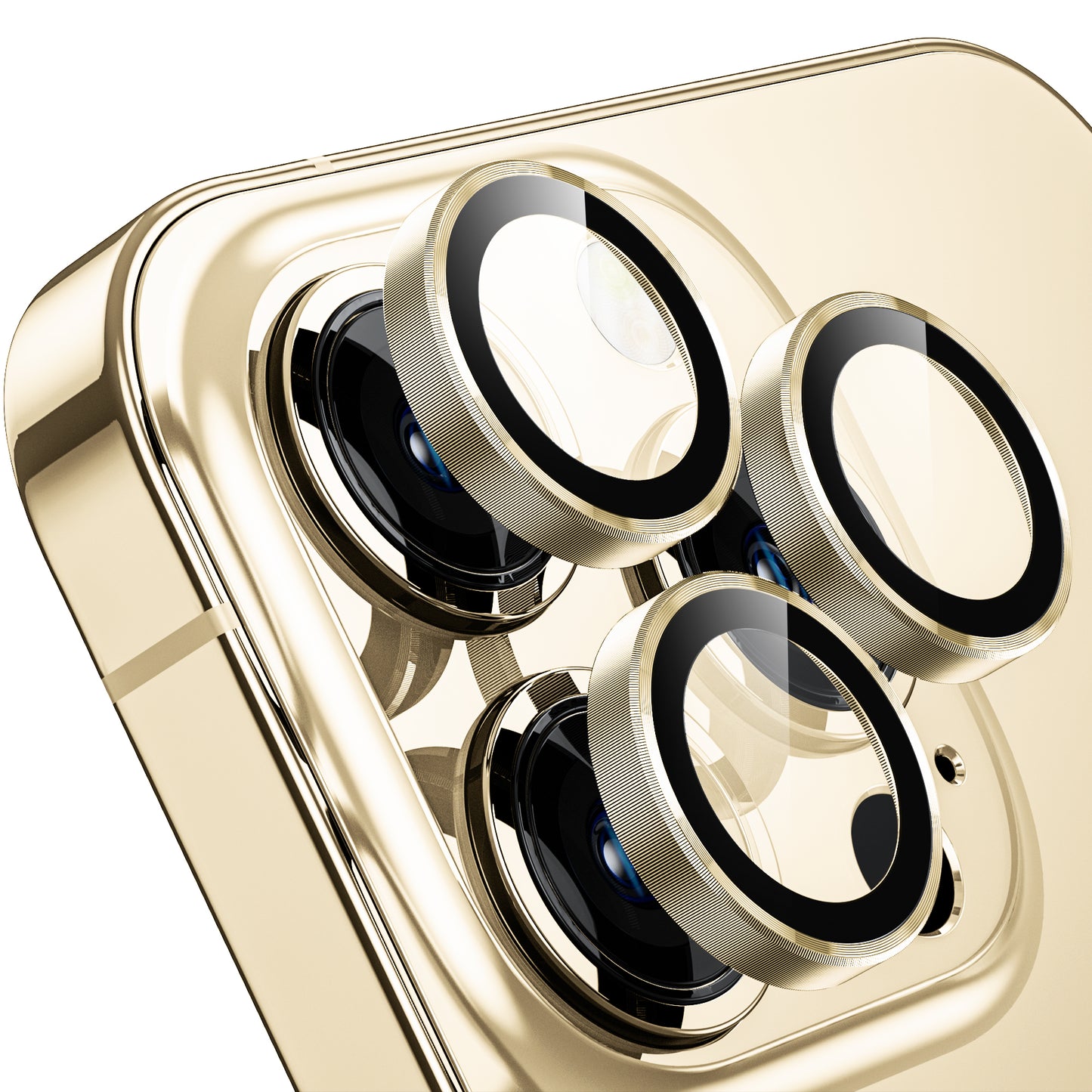 WSKEN iPhone 14 Pro/iPhone 14 Pro Max HD Tempered Metal Glass Camera Lens Protector-Gold