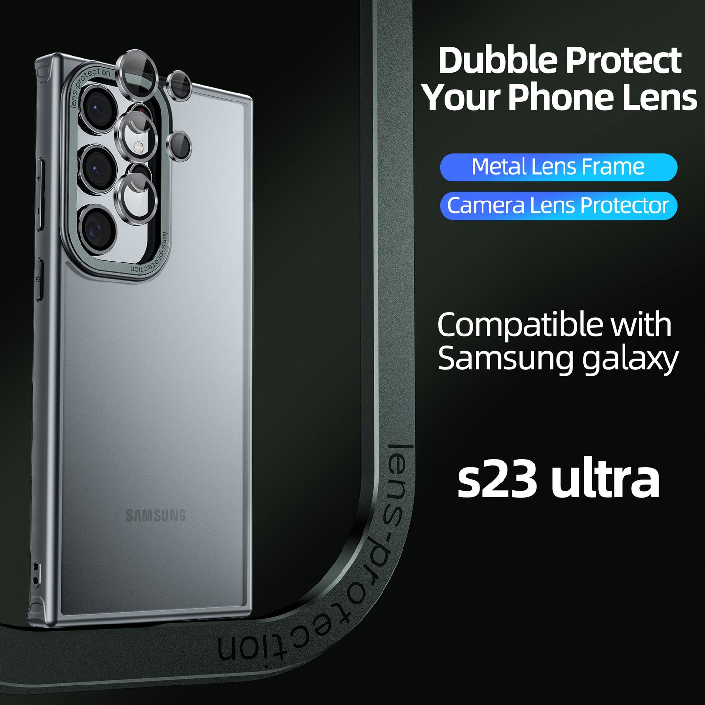 WSKEN for Samsung Galaxy S23 Ultra Case, [Double Camera Lens Protection]-Gray+black