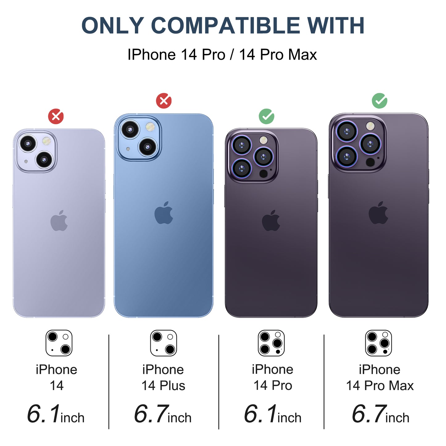 WSKEN iPhone 14 Pro/iPhone 14 Pro Max Ultra Thin Camera Lens Protector-Colorful