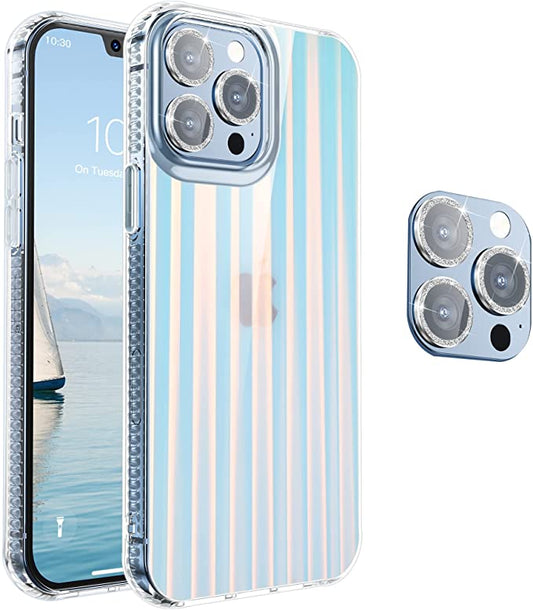 WSKEN iPhone 13 Pro Max Phone 3 x Camera Lens Protector+Case-Light cross
