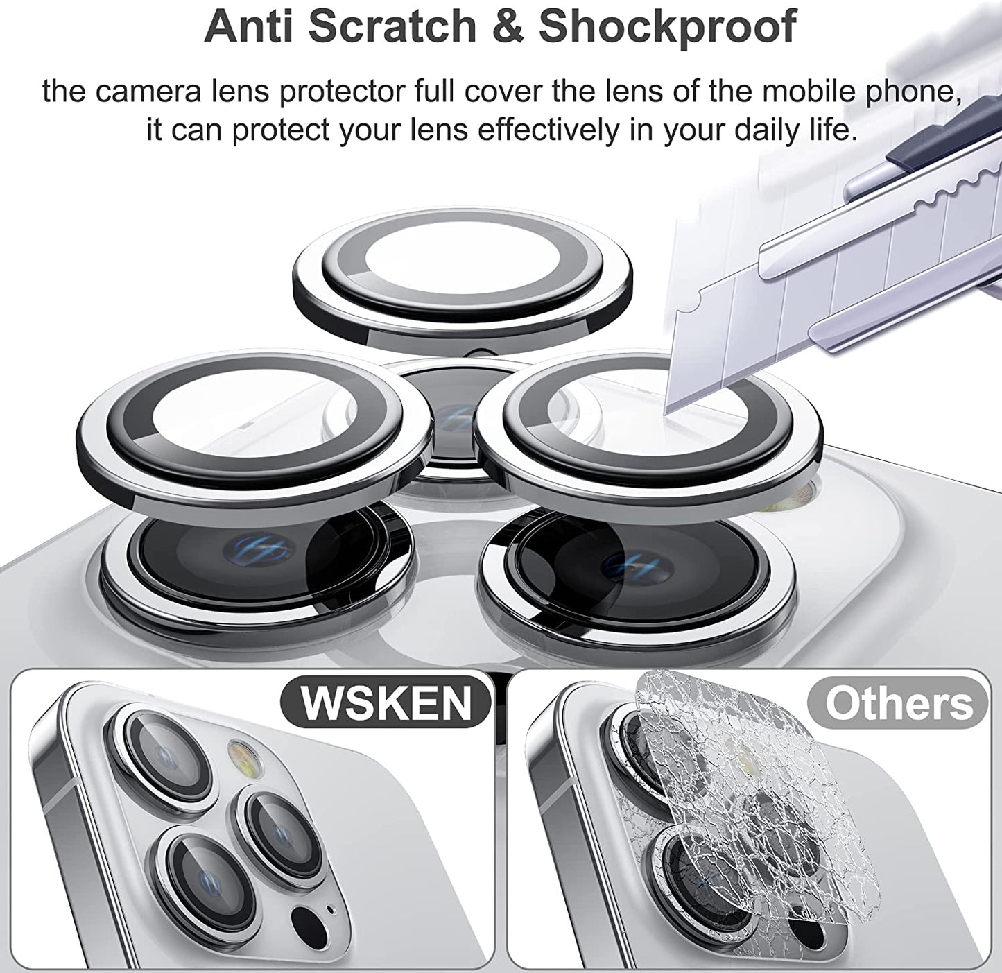 WSKEN for iPhone 13 Pro Max / iPhone 13 Pro Camera Lens Protector-Silver