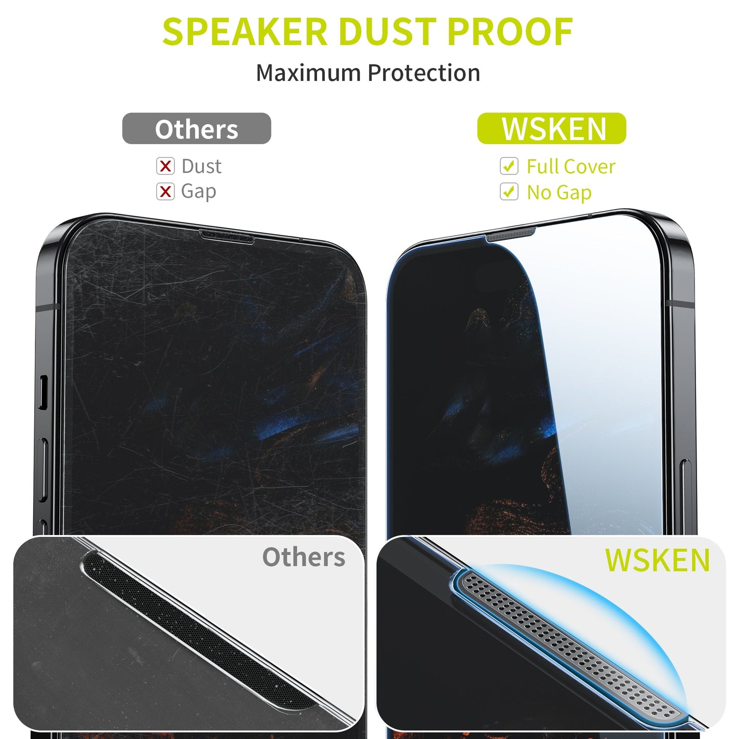 WSKEN iPhone 14 Pro Screen Protector with Dust Clean Installing House-2 Pack
