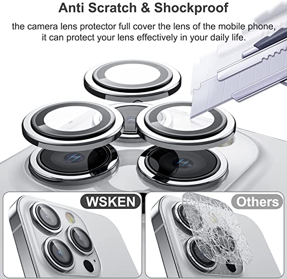 WSKEN for iPhone 13 Pro Max / iPhone 13 Pro Camera Lens Protector-Silver-1