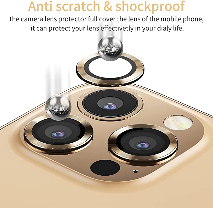 WSKEN iPhone 13 Pro / Pro Max Camera Lens Protector-Gold+iPhone 13 Pro Max Case-Black