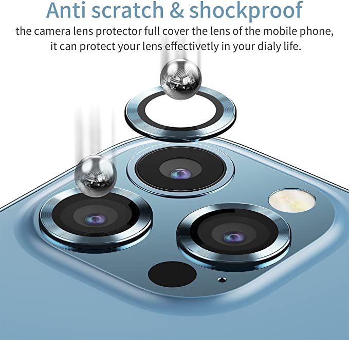 WSKEN iPhone 13 Pro / Pro Max Camera Lens Protector Blue+iPhone 13 Pro Max Case-Black
