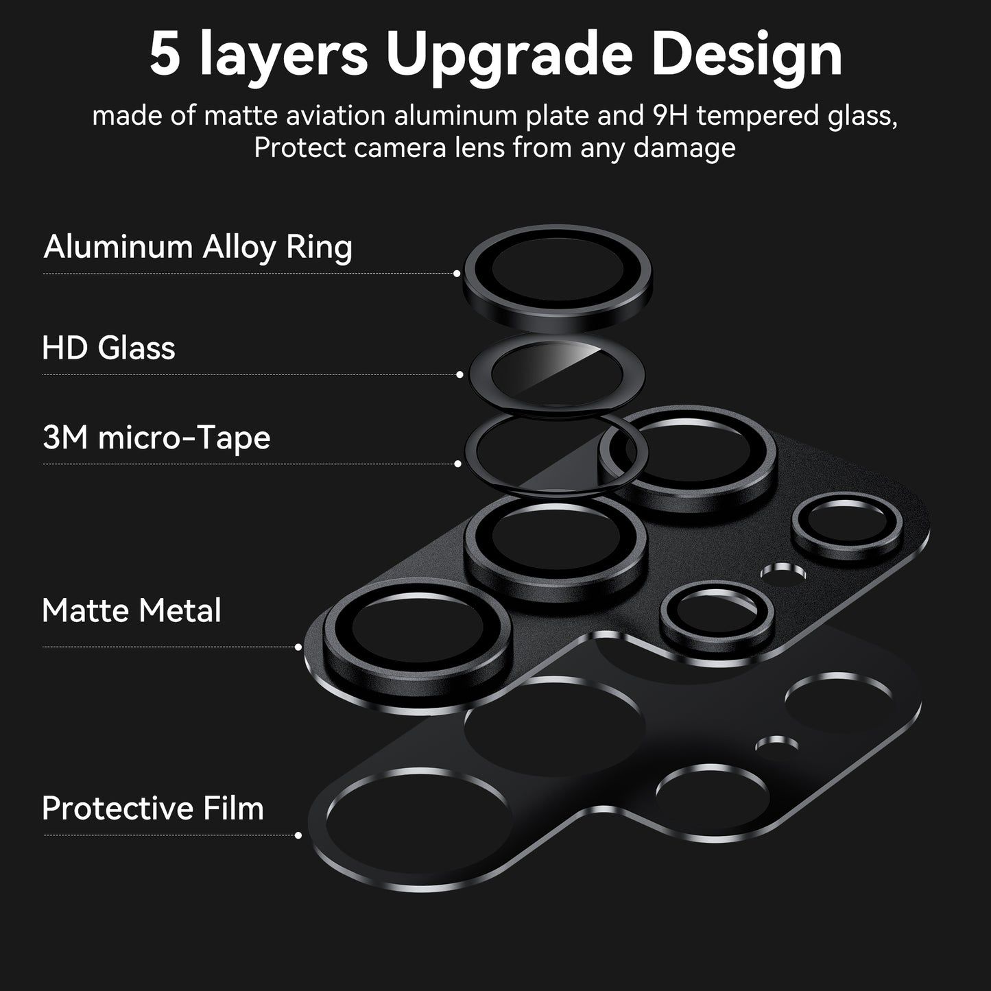 Mansoorr for Samsung Galaxy S23 Ultra Camera Lens Protector - Black