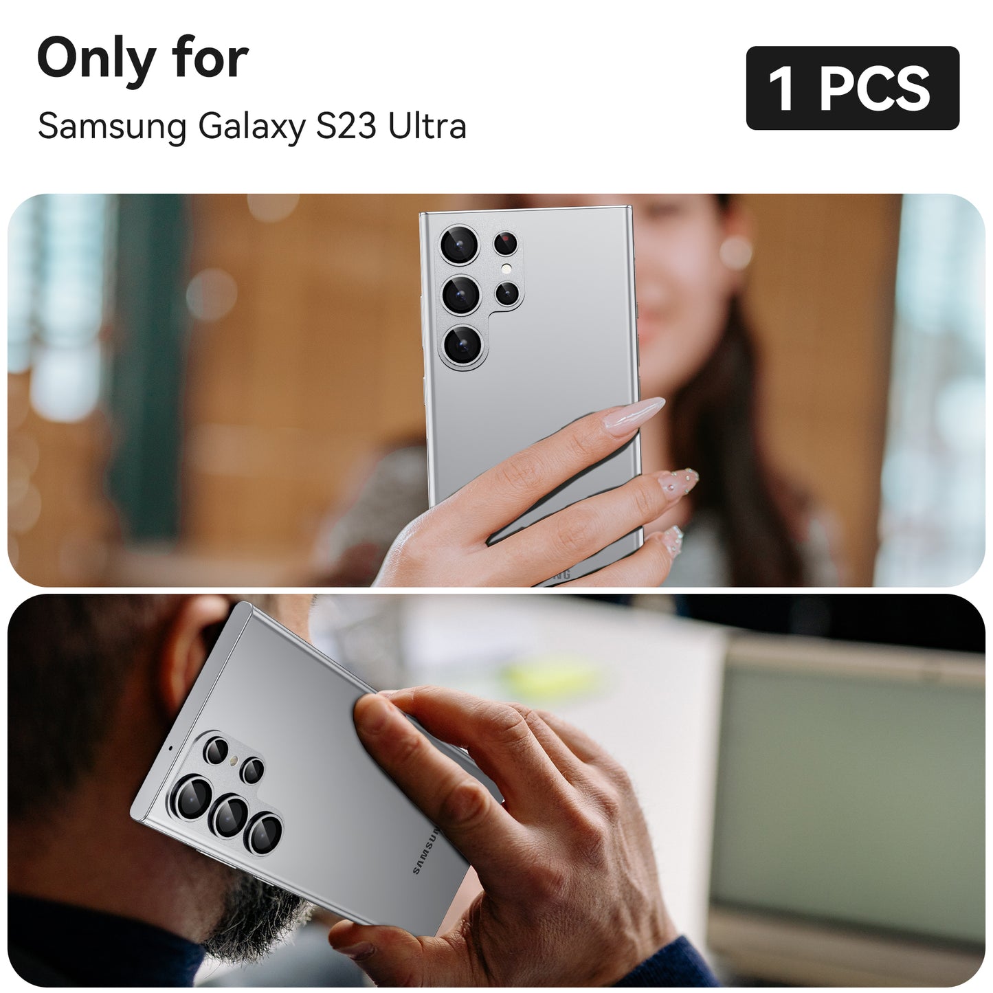 Mansoorr for Samsung Galaxy S23 Ultra Camera Lens Protector - Silver