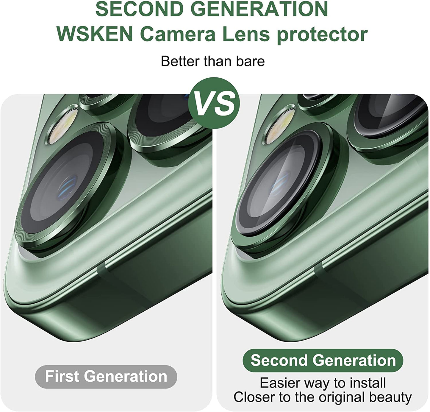 WSKEN for iPhone 13 Pro Max / iPhone 13 Pro Camera Lens Protector-Alpine Green