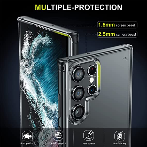 WSKEN Samsung Galaxy S22 Ultra Case+5 x Camera Lens Protector- Elegant Black