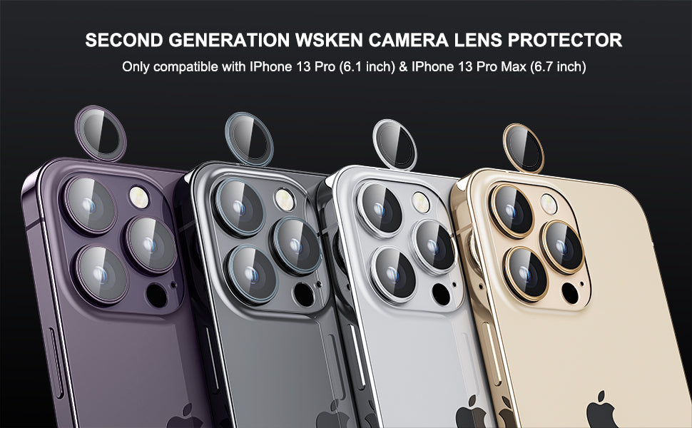 WSKEN iPhone 14 Pro/iPhone 14 Pro Max Ultra Thin Camera Lens Protector-Graphite