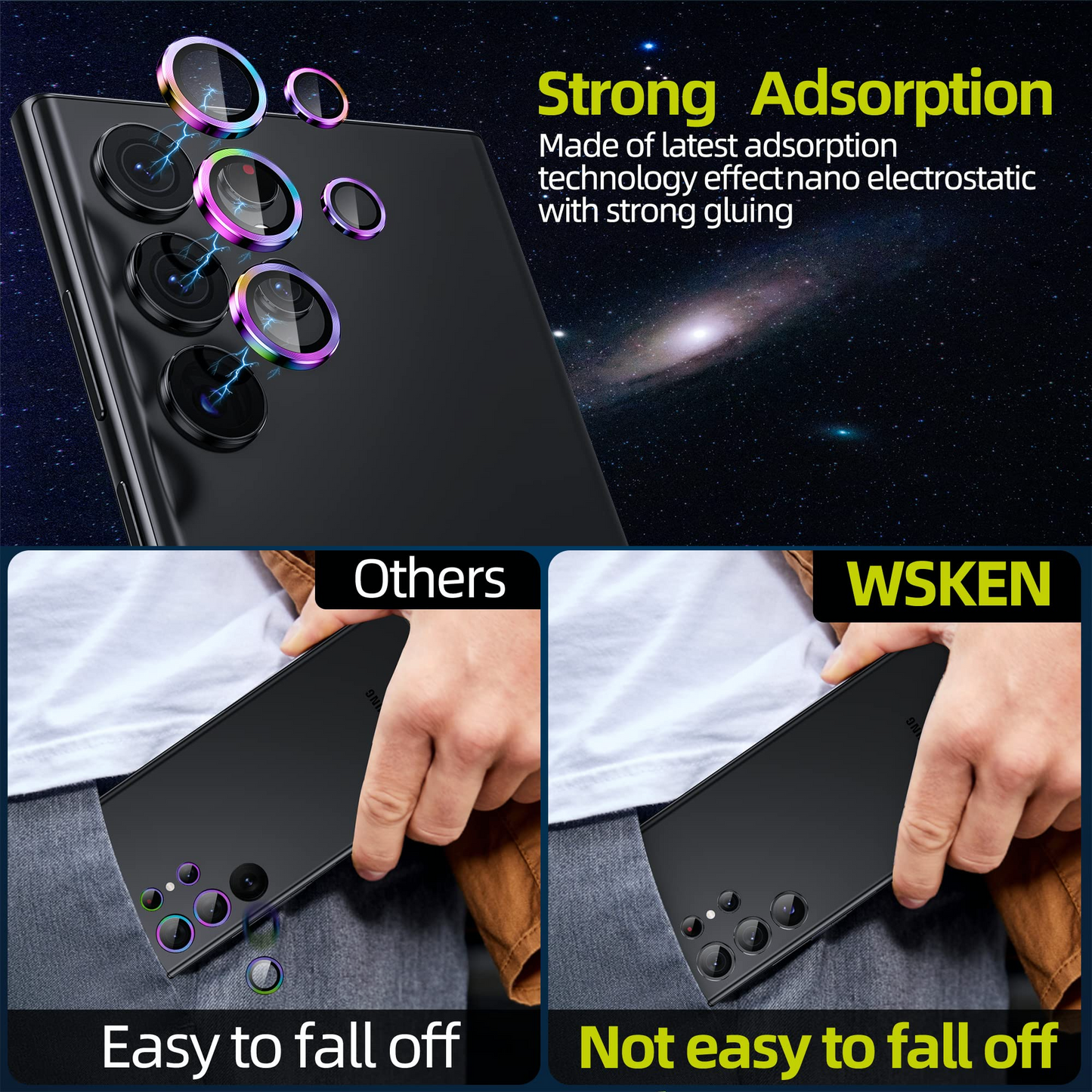 WSKEN for Samsung Galaxy S23 Ultra Camera Lens Protector-Colorful